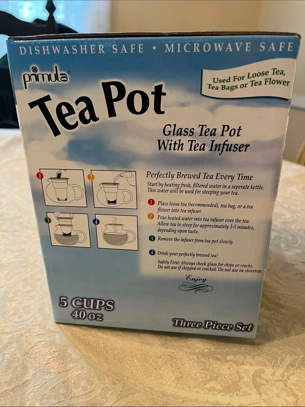 Primula Clear Glass Tea Pot with Infuser - Clear New!!
